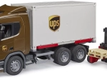 BRUDER Scania Super 560R UPS logistické vozidlo s vysokozdvižným vozíkom