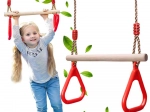 Detská drevená gymnastická hrazda s držadlami na záhradu