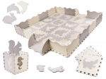 Penená vzdelávacia penová podložka puzzle, sivá a ecru, 36 dielov, 150 × 150 cm