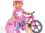 Bábika Evička s bicyklom a psíkom