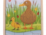 Drevené rámové puzzle BIGJIGS TOYS kačička s káčatkom – 16 dielikov