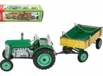 Zelený traktor Zetor s valníkom a pružinovým strojčekom Kovap