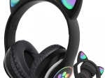 Bezdrôtové slúchadlá s mačacími uškami s LED podsvietením, Bluetooth, FM rádio a MP3