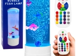 Dekoratívna nočná LED lampička akvárium s rybičkami RGB (16 farieb), biela, USB