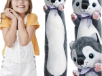 Plyšový pes husky 70 cm KRUZZEL – dlhá maznacia hračka a vankúš