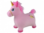 Plyšové odrážadlo jednorožec ružový výška sedadla 23 cm na batérie so zvukom v krabici 34,5x13x22cm 12m+