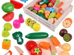 Drevená sada ovocia a zeleniny na krájanie pre deti