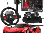 RC športové auto s volantom, pedálmi a semaforom 1:16