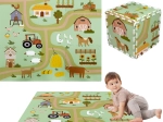 Pěnová podložka na hranie 90 × 90 cm – silné puzzle, 9 dielov HUMBI farma a vidiecke cesty