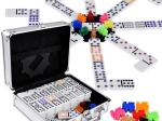 Súprava hier Domino a Mexican Train s kovovým kufríkom