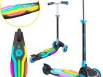 EVO detská trojkolová kolobežka Rainbow Blast s LED podlahou, skladacia a výškovo nastaviteľná, modrá
