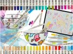 akrylové markery na textil, kameň a sklo – sada 48 farieb