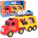 Veľký ťahač – auto transportér s lietadlami a helikoptérou so zvukmi