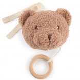 Závesná hudobná hračka medvedík Mika s dreveným krúžkom