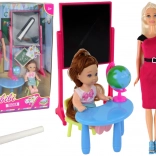 Herná sada učiteľka so žiačkou a školskými doplnkami