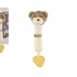 Pískatko/hrýzatko medvedík plyš 24 cm béžový na karte v sáčku 0+