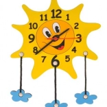 Detské drevené hodiny Slniečko s mráčikmi