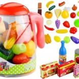 Detská sada potravín v nádobe, ovocie a zelenina, 50 kusov