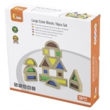 drevené farebné stavebné kocky 16 ks