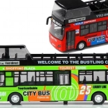 Zelený turistický dvojposchodový autobus 1:32 s pohyblivými dverami