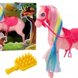 Figúrka Koňa s Farebnou Hrivou a Ružovým Sedlom