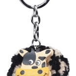 Drevená kľúčenka s pompom krava