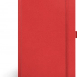 Linajkovaný zápisník NOTIQUE červený 13 × 21 cm s gumičkou a pútkom na pero