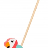 Small foot jazdiaci papagáj Lori – drevené odrážadlo na tlačenie pre prvé krôčiky