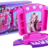Ružová detská toaletka s kozmetikou a svetielkami