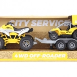 Štvorkolka s prívesom a buginou na batérie so svetlom a zvukom