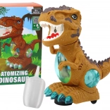 Žltý tancujúci dinosaurus s prekážkovým senzorom, svetlá a zvuky