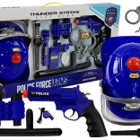 Policajná sada s helmou a hračkami na batérie