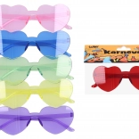 Karnevalové plastové okuliare v tvare srdiečok