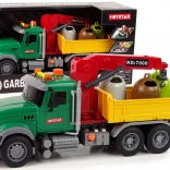 Detské smetiarske vozidlo s žeriavom a kontajnermi so svetlami a zvukmi