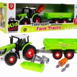 Rozkladací Traktor s Prívesom pre Deti 3+ s Vŕtačkou a Skrutkovačom