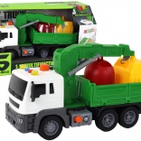 Smetiarske auto s žeriavom, trecí pohon, zvuky, zelené 1:16