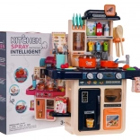 Detská kuchynka s osvetlením, zvukmi, tečúcou vodou a parou, 42 dielov