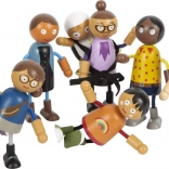 Ohebné drevené bábiky – rodina s bábätkom, 8 ks