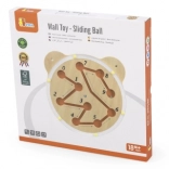 Viga drevená nástenná labyrintová tabuľa s guľôčkou – medvedík, Montessori, FSC