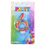 Párty tortová sviečka číslo 6 – čiarky