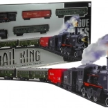 Veľká elektrická vláčkodráha s dymom a svetlami, 4 vozne, elipsa 156 cm