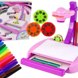 Detský projektor stolný ružový na kreslenie s fixkami a úložným priestorom