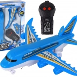 Diaľkovo ovládané modré lietadlo pre deti s LED osvetlením