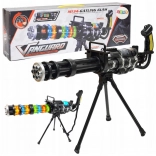 Detský rotačný guľomet Gatling na statíve so svetlom, zvukom a vibráciami – čierny