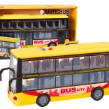 Dvojposchodový autobus 1:16 so svetlami, zvukmi a zotrvačníkom – žltý