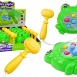 Mini hra Žabka Wac‑a‑Mole so šnúrkovým kladivkom – zelená