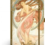 Notique notes Alfons Mucha – Tanec, linajkovaný zápisník 13 × 21 cm