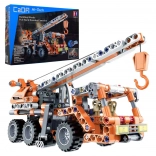 Stavebnica CaDA mobilný žeriav 22 cm, oranžová, pull-back, 272 dielikov