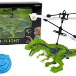 Lietajúci dinosaurus helikoptéra ovládaná rukou zelená