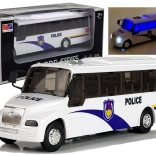 Policajný autobus so svetlami a zvukmi – biely kovový model 21 cm